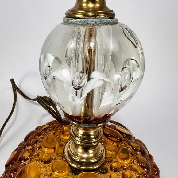 Vtg Joe St Clair Accent Lamp Bubbles Clear White Red Paperweight Signed Joe - Picture 5 of 16